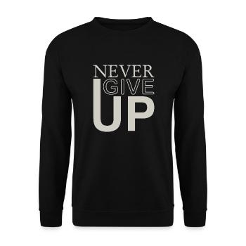 NEVER GIVE UP - Unisex Sweatshirt - black - Front - Alina (178cm) & Michal (187cm)