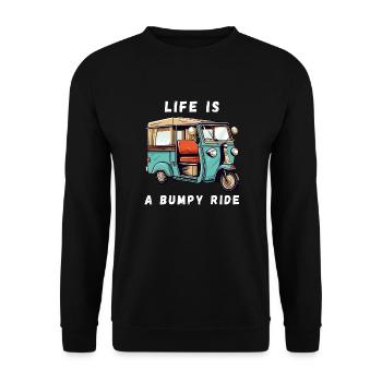 Life is a bumpy ride, lustiges Tuk Tuk Thailand - Unisex Pullover - Schwarz - Vorne - Alina (178cm) & Michal (187cm)