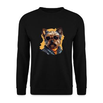 Urban Tinker: Streetwise Yorkshire Terrier Vibes - Unisex Sweatshirt - black - Front - Alina (178cm) & Michal (187cm)