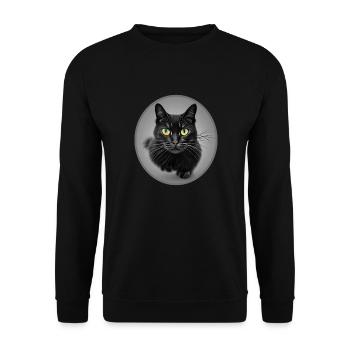 Superbe Chat Noir en train de Courir - Sweat-shirt Unisexe - noir - Devant - Alina (178cm) & Michal (187cm)
