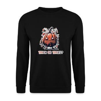 Lustiges Gesicht Kürbismonster - Unisex Pullover - Schwarz - Vorne - Alina (178cm) & Michal (187cm)