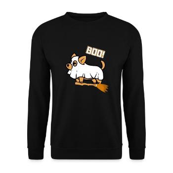 Cute Halloween dog BOO - Unisex Sweatshirt - black - Front - Alina (178cm) & Michal (187cm)