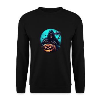 The Pumpkin Reaper - Unisex Sweatshirt - black - Front - Alina (178cm) & Michal (187cm)