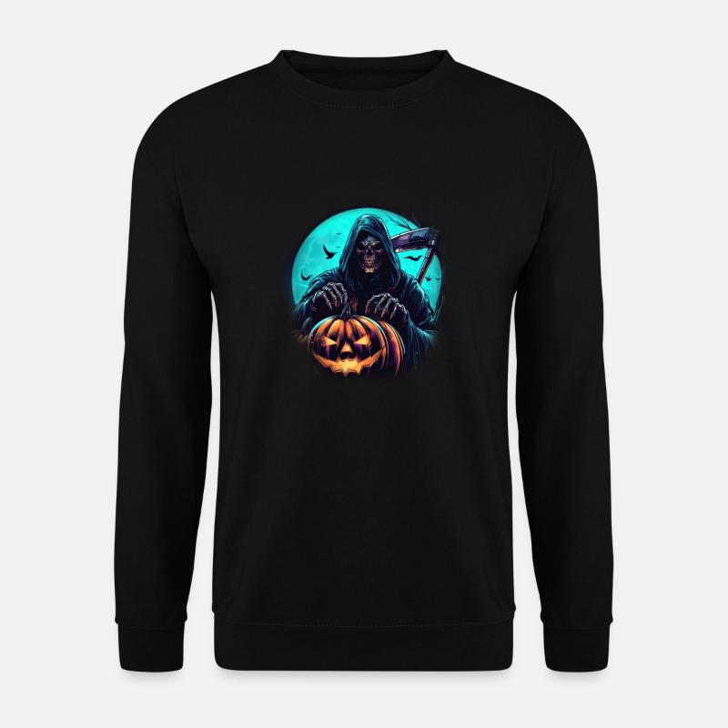 Der Kürbis-Sensenmann - Unisex Pullover - Schwarz