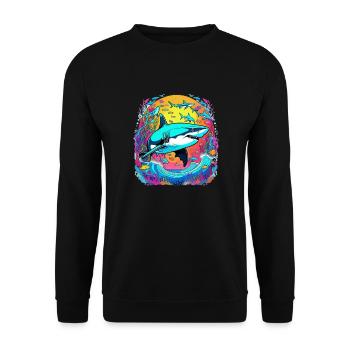 requin et coucher de soleil - Sweat-shirt Unisexe - noir - Devant - Alina (178cm) & Michal (187cm)