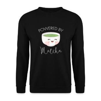 Propulsé par Matcha thé vert Kawaii Illustration - Sweat-shirt Unisexe - noir - Devant - Alina (178cm) & Michal (187cm)