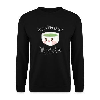 Propulsé par Matcha thé vert Kawaii Illustration - Sweat-shirt Unisexe - noir - Devant - Alina (178cm) & Michal (187cm)