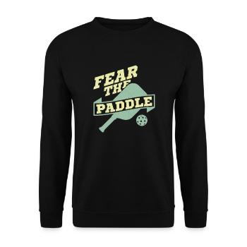 Fear The Paddle Pickleball Player - Unisex Pullover - Schwarz - Vorne - Alina (178cm) & Michal (187cm)