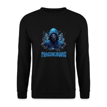 Magdeburg T-Shirt for Magdeburg Ultras - Unisex Sweatshirt - black - Front - Alina (178cm) & Michal (187cm)