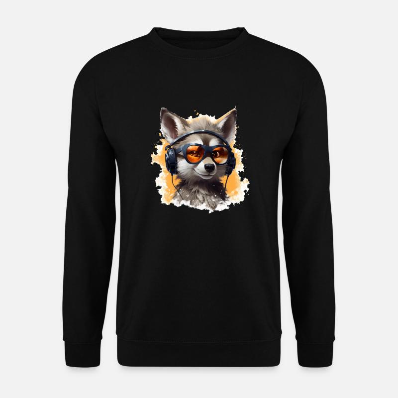 Wolf Design avec des écouteurs et des lunettes de soleil - Sweat-shirt Unisexe - noir