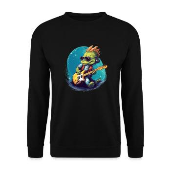 Rocking Crocodile with Electric Guitar Gift Guitarist - Unisex Sweatshirt - black - Front - Alina (178cm) & Michal (187cm)