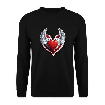 coeur rouge avec des ailes - Sweat-shirt Unisexe - noir - Devant - Alina (178cm) & Michal (187cm)