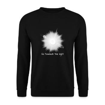 Gehe dem Licht entgegen - Unisex Pullover - Schwarz - Vorne - Alina (178cm) & Michal (187cm)