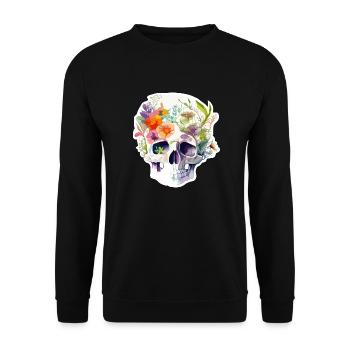 Human Skull and Flowers 11 - Unisex Sweatshirt - black - Front - Alina (178cm) & Michal (187cm)