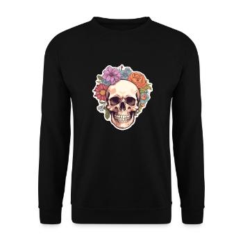 Crâne humain et fleurs 4 - Sweat-shirt Unisexe - noir - Devant - Alina (178cm) & Michal (187cm)