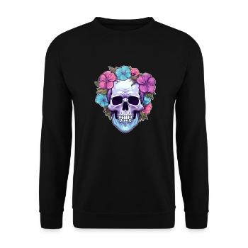 Crâne humain et fleurs 32 - Sweat-shirt Unisexe - noir - Devant - Alina (178cm) & Michal (187cm)