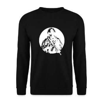 Army War Military Uniform Force Soldier Camouflage - Unisex Sweatshirt - black - Front - Alina (178cm) & Michal (187cm)