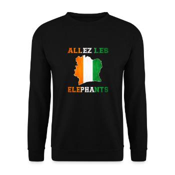 Allez LES Éléphant Maillot de Pied Côte d'Ivoire - Sweat-shirt Unisexe - noir - Devant - Alina (178cm) & Michal (187cm)
