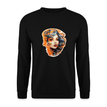 Fussballfan oranije 50er Jahre - Unisex Pullover - Schwarz - Vorne - Alina (178cm) & Michal (187cm)