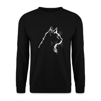 Cat, Cat Motif - Unisex Sweatshirt - black - Front - Alina (178cm) & Michal (187cm)