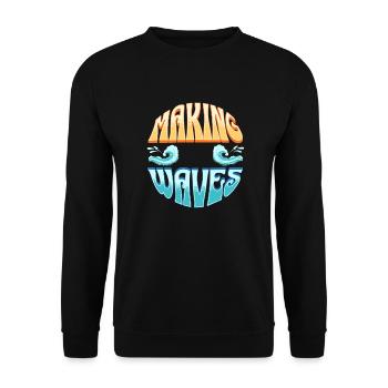 Beach Ocean Surfing Retro Surfers Sea Waves Summer - Unisex Pullover - Schwarz - Vorne - Alina (178cm) & Michal (187cm)