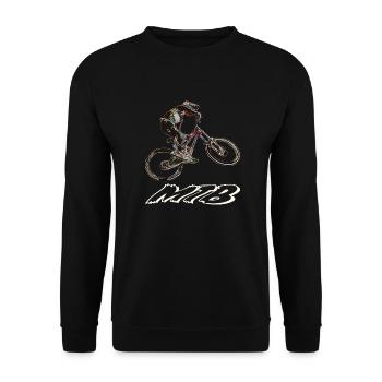 MTB Abfahrt - Unisex Pullover - Schwarz - Vorne - Alina (178cm) & Michal (187cm)