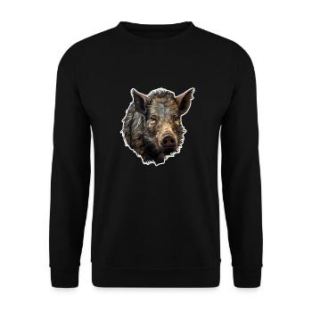 Wild boar's head - Unisex Sweatshirt - black - Front - Alina (178cm) & Michal (187cm)