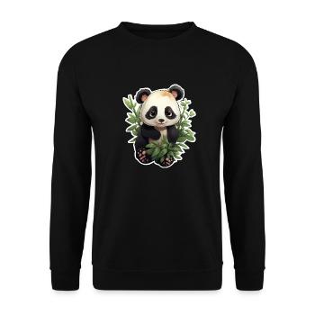 Panda Cute - Unisex Sweatshirt - black - Front - Alina (178cm) & Michal (187cm)