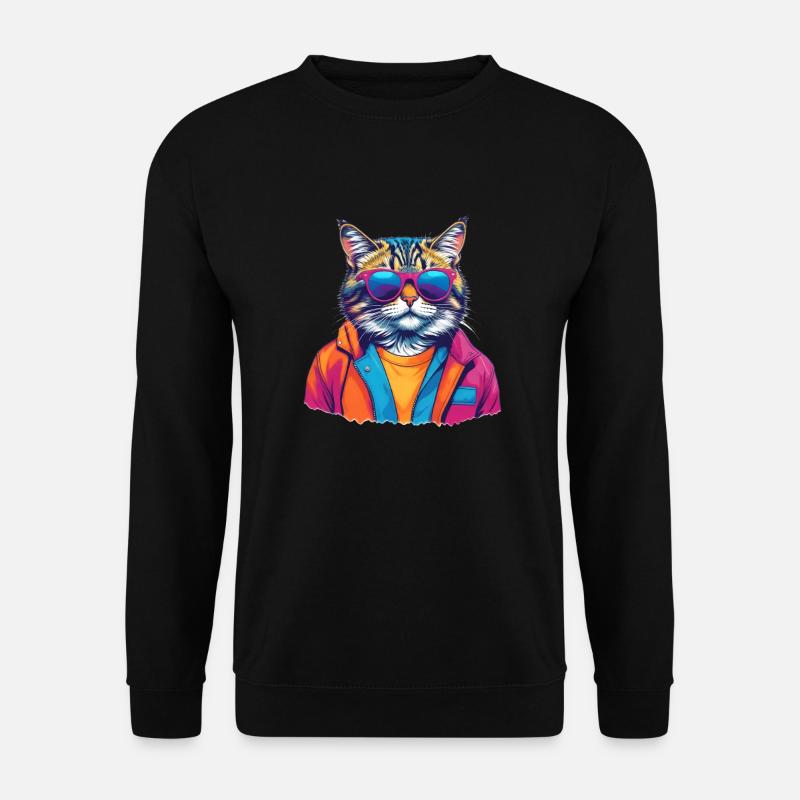 MADFOXX - Cool Colorful Cat - Unisex Pullover - Schwarz