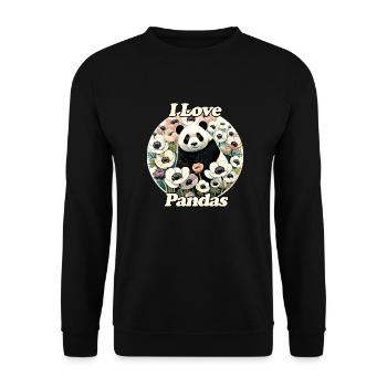 Ich liebe Pandas - Unisex Pullover - Schwarz - Vorne - Alina (178cm) & Michal (187cm)