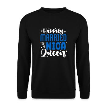 Happily Married To A Nica Queen Husband Nicaraguan - Unisex Sweatshirt - black - Front - Alina (178cm) & Michal (187cm)