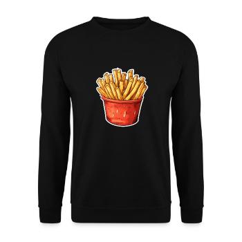 Pommes Portion - Unisex Pullover - Schwarz - Vorne - Alina (178cm) & Michal (187cm)
