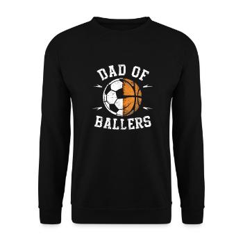 Papa Des Ballers Basket-ball Ballon De Football Fête des Pères - Sweat-shirt Unisexe - noir - Devant - Alina (178cm) & Michal (187cm)
