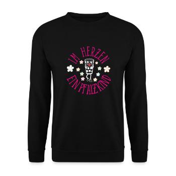 Im Herzen ein Pfalz Kind weiss pink - Unisex Pullover - Schwarz - Vorne - Alina (178cm) & Michal (187cm)