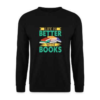 La vie est meilleure avec les livres - Sweat-shirt Unisexe - noir - Devant - Alina (178cm) & Michal (187cm)