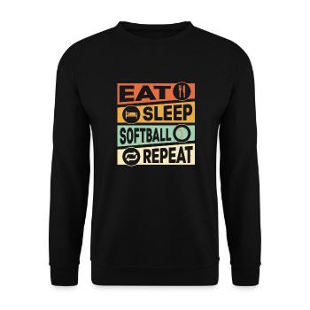 Eat Sleep Softball Repeat Équipe de baseball - Sweat-shirt Unisexe - noir - Devant - Alina (178cm) & Michal (187cm)