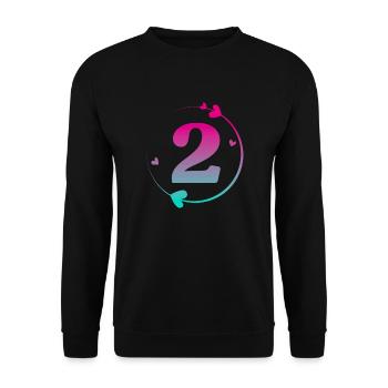 2nd Birthday Colorful Heart Circle - Unisex Sweatshirt - black - Front - Alina (178cm) & Michal (187cm)