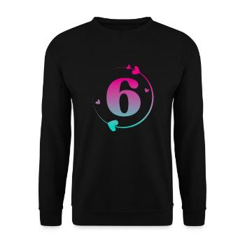 6th Birthday Colorful Heart Circle - Unisex Sweatshirt - black - Front - Alina (178cm) & Michal (187cm)