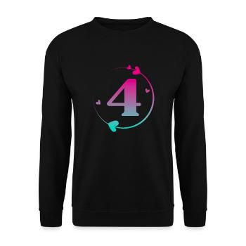 4th Birthday Colorful Heart Circle - Unisex Sweatshirt - black - Front - Alina (178cm) & Michal (187cm)