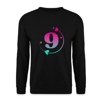 9th Birthday Colorful Heart Circle - Unisex Sweatshirt - black - Front - Alina (178cm) & Michal (187cm)