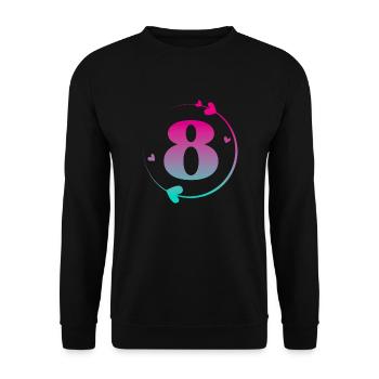 8th Birthday Colorful Heart Circle - Unisex Sweatshirt - black - Front - Alina (178cm) & Michal (187cm)