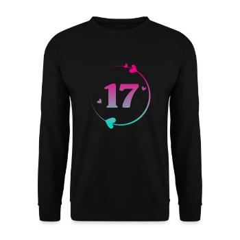 17th Birthday Colorful Heart Circle - Unisex Sweatshirt - black - Front - Alina (178cm) & Michal (187cm)