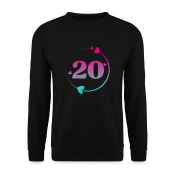 20th Birthday Colorful Heart Circle - Unisex Sweatshirt - black - Front - Alina (178cm) & Michal (187cm)