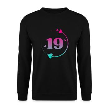 19th Birthday Colorful Heart Circle - Unisex Sweatshirt - black - Front - Alina (178cm) & Michal (187cm)