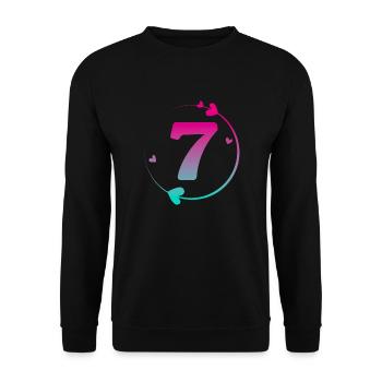 7e anniversaire cercle cœur coloré - Sweat-shirt Unisexe - noir - Devant - Alina (178cm) & Michal (187cm)