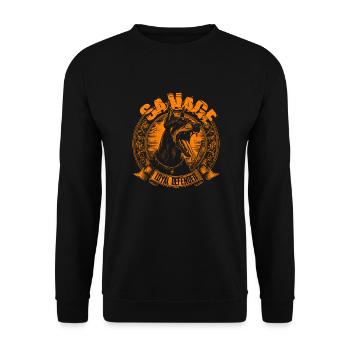 Savage Dobermann Design Fierce Loyal Defender Hund - Unisex Pullover - Schwarz - Vorne - Alina (178cm) & Michal (187cm)
