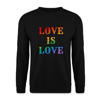 Regenbogen-Liebe ist Liebe - Unisex Pullover - Schwarz - Vorne - Alina (178cm) & Michal (187cm)