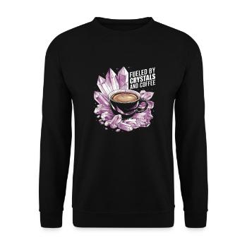 Strength through crystals and caffeine - Unisex Sweatshirt - black - Front - Alina (178cm) & Michal (187cm)