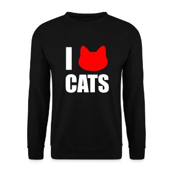 Ich liebe Katzen - Unisex Pullover - Schwarz - Vorne - Alina (178cm) & Michal (187cm)