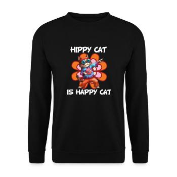 Hippy Cat is happy Cat funny cat hippie look - Unisex Sweatshirt - black - Front - Alina (178cm) & Michal (187cm)